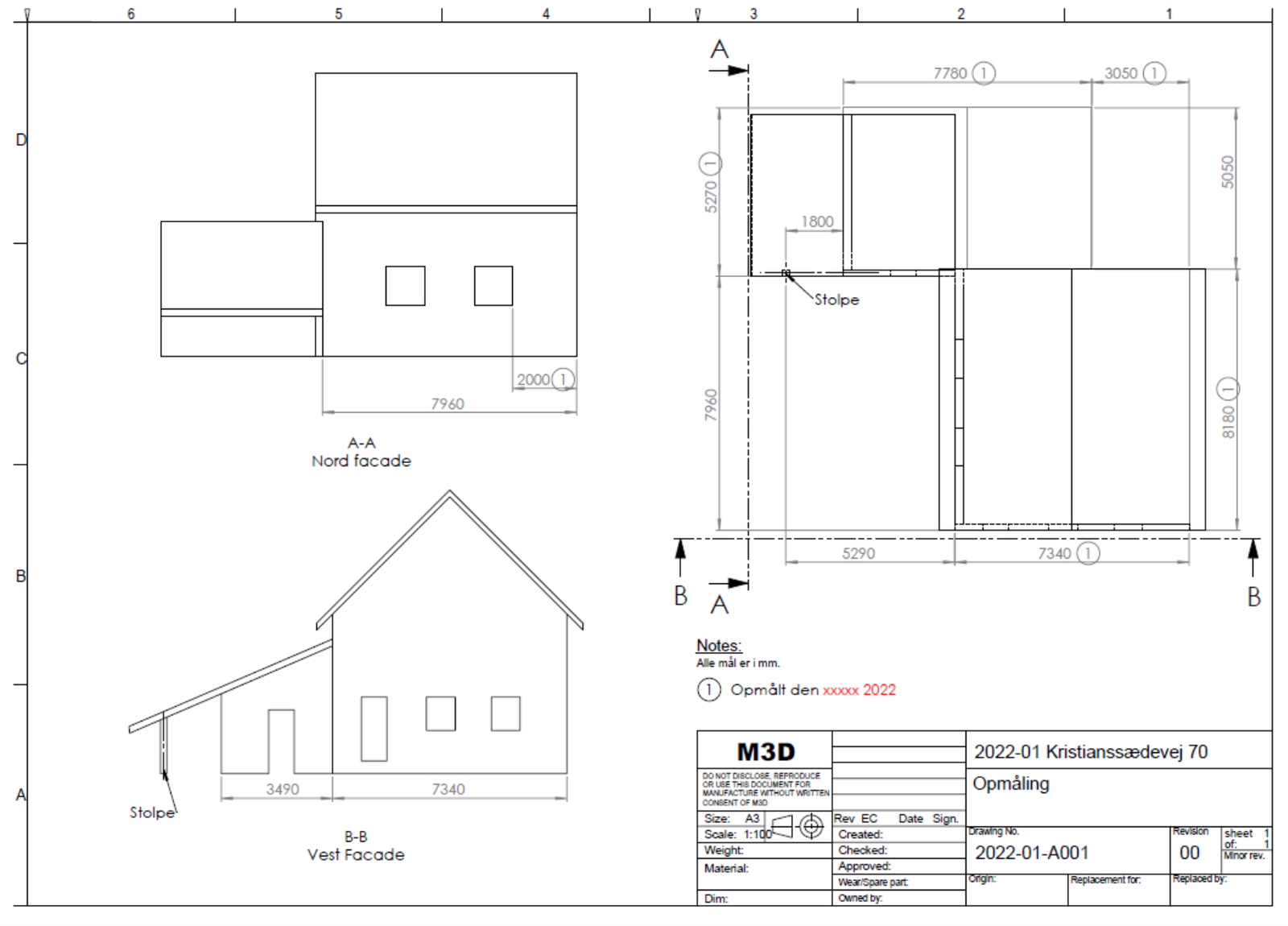 Tegning af Ekst. hus